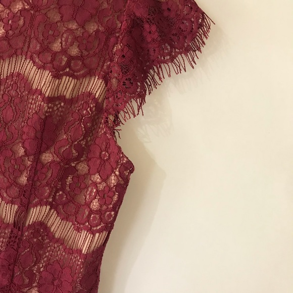 Anthropologie Maeve Dark Red Lace Peplum Dress M - Picture 6 of 8